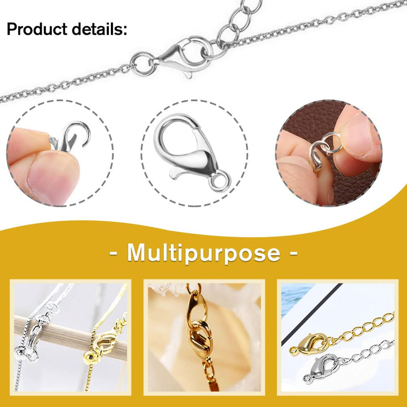 600 pcs Lobster Clasps and Open Jump Rings Set, Jewelry Clasps Necklace Clasps Lobster Claw Clasps for Jewelry Making Findings and Bracelets Jewelry Findings Kit (Gold, Silver) - NewNest Australia