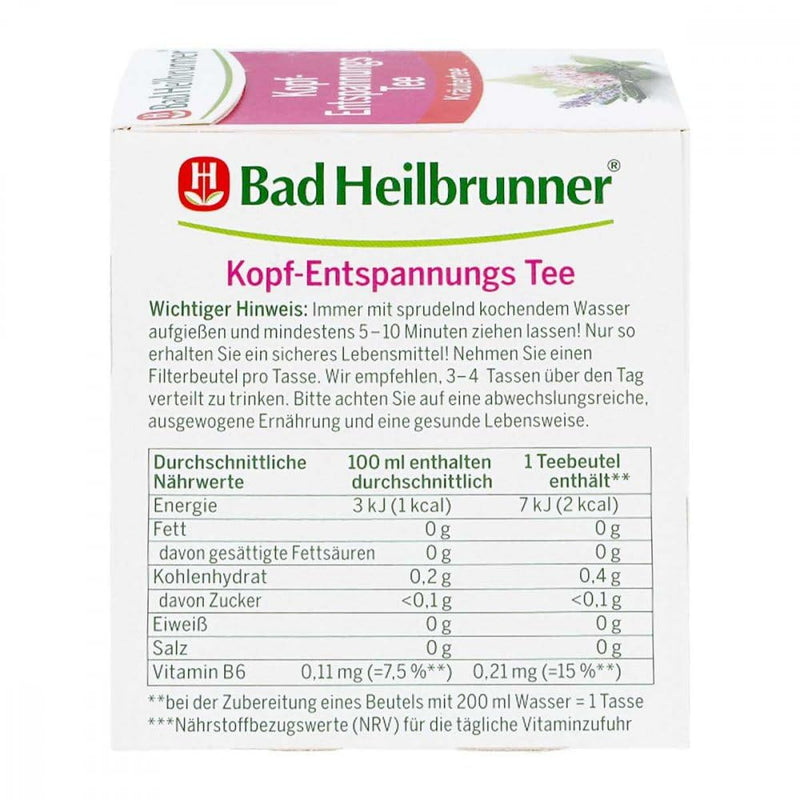 Bad Heilbrunner Head Relaxation Tea Filter Bags 8 pcs - NewNest Australia