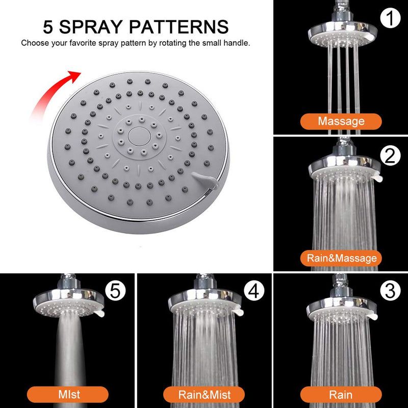 High Pressure Shower Head with 11 IN Adjustable Arm, 5-Settings Rain Shower Head, HarJue Luxury Rainfall Showerhead with Shower Arm-Make The Water Flow Down Vertically for A Better Bathing Experience - NewNest Australia