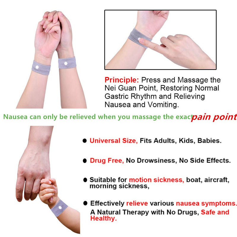 Zingso Anti Travel Sickness Bands Wristbands, 2 Pairs Motion Sickness Bands for Kids & Adults Natural Acupressure Nausea Relief Wristbands for Car Sea Flying Trip and Pregnancy Morning Sickness - NewNest Australia