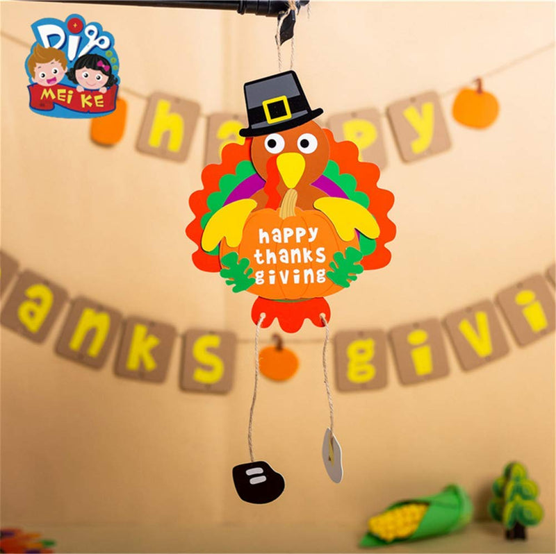Turkey Craft Kits Thanksgiving & Autumn |Thankful Turkey Making Kit |DIY Festive Fall Thanksgiving Party Game |Door Hanging Ornament Decoration Supplies for Kids and Adults (5 Set Hanging) 5 SET Hanging - NewNest Australia