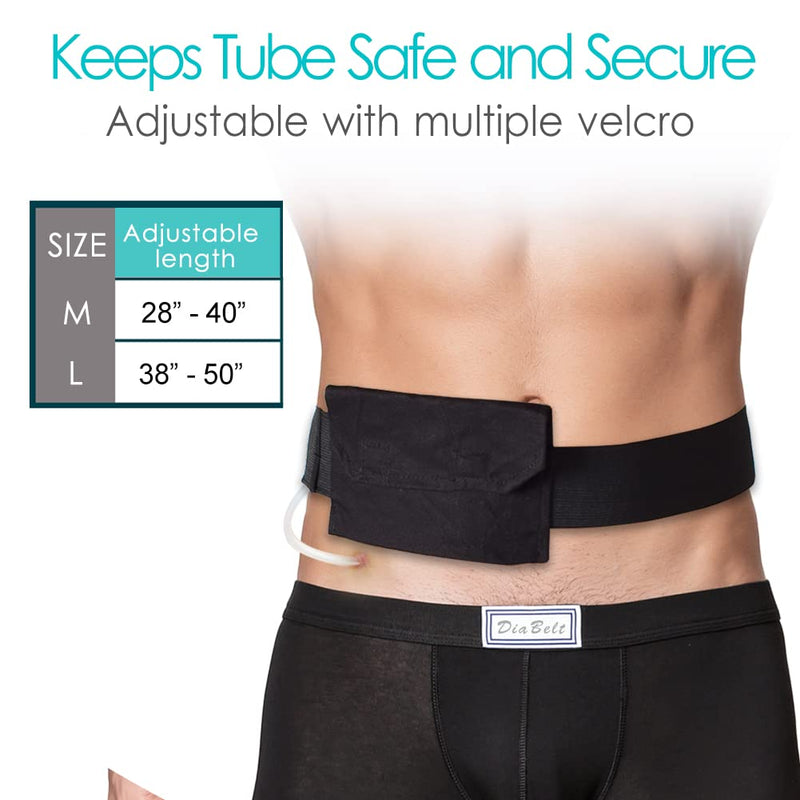 [2 Pack] Peritoneal Dialysis Belt Comfortable Cotton PD Catheter G-Tube Feeding Tube Peg Holder Dialysis Accessories for Stomach Women Men Adults Black Medium (Pack of 2) - NewNest Australia
