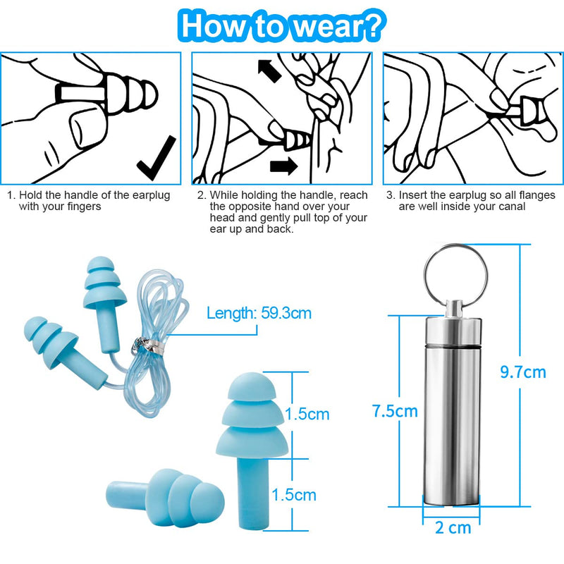 Earplugs For Hearing Protection, 12 Pairs Ear Plugs Snr 31Db, Reusable Silicone Waterproof Soft Ear Protection For Sleeping & Airplanes Ear Protection Earplugs With Portable Box - NewNest Australia