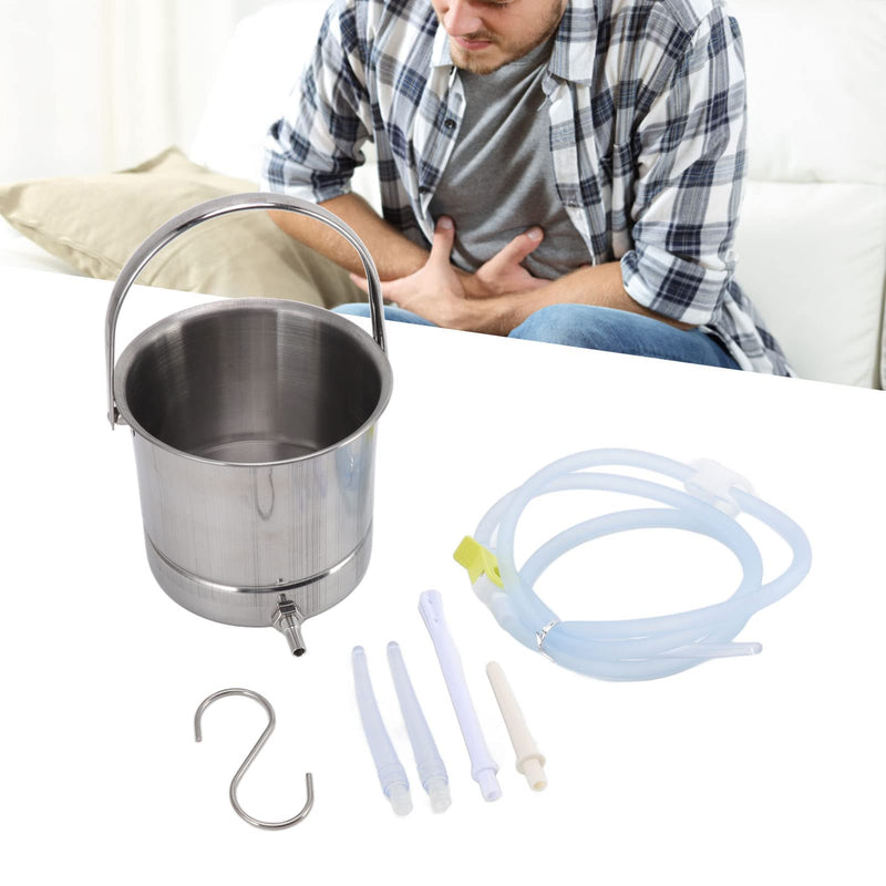 Bewinner Stainless Steel Bucket Silicone Hoses Enema Kit, 1.6L Bucket Hose Nozzles with Storage Bag, Relaxing and Comfortable to Use, for Household Cleansing Detox Enemas - NewNest Australia