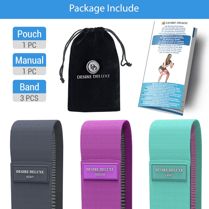 Desire Deluxe Resistance Bands Set for Men and Women, Premium Exercise (Pack 3) Different Resistance Levels Loops Band for Home, Gym, Fitness, Training - Long Exercise Workout, Yoga & Pilates Free Bag - NewNest Australia