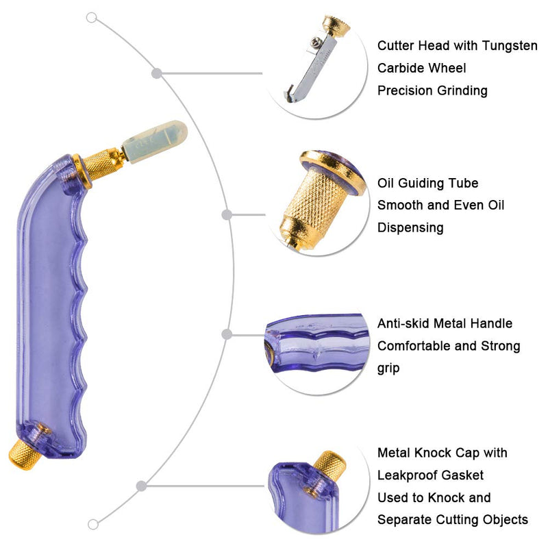 IMT Pistol Grip Oil Feed Glass Cutter Tungsten Carbide, Professional Stained Glass Cutting Tool with 2 Replaceable Head and Oil Reservoir- 2mm-12mm 1 - NewNest Australia