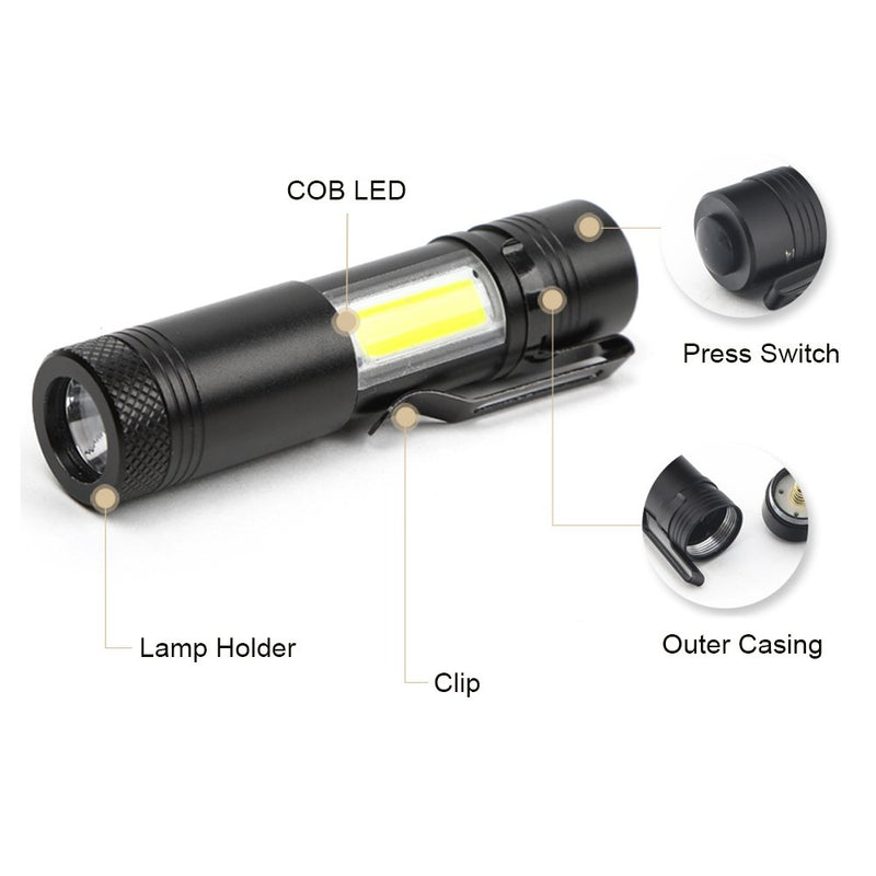 MODOAO COB LED Flashlights,Ultra Bright 4 Modes Zoomable Mini Handheld Torch,Waterproof Pocket Lights Adjustable Focus Handheld Flashlight (6 Pack) 6 Pack - NewNest Australia