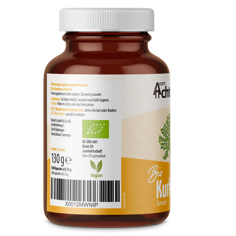 Turmeric Capsules Organic | 180 Pieces | 4800Mg Turmeric Per Daily Dose | Freshly Ground Turmeric Root In Organic Quality | Vegan Capsule Shell | From The Aft Yard - NewNest Australia