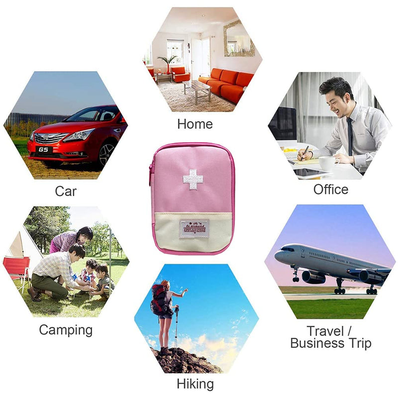 Pack Of 2 Medicine Bag, Mini First Aid Bag, Empty, Portable Mini First Aid Kit, Emergency Bag, For Emergency Situations At Home, Office, Travel, Hiking, Camping (Blue, Pink), Small - NewNest Australia