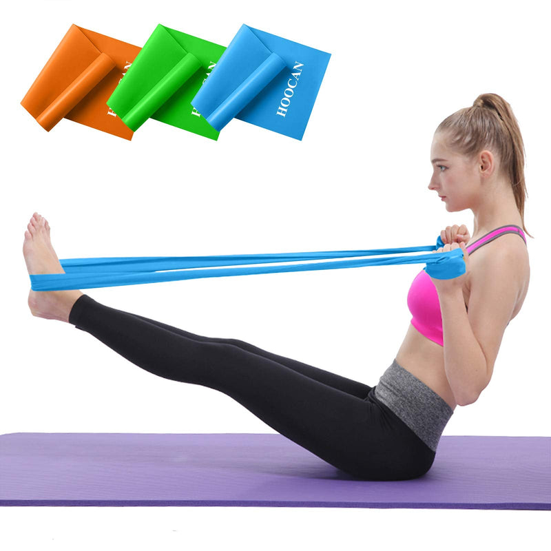 Hoocan Resistance Bands Elastic Exercise Bands Set for Recovery, Physical Therapy, Yoga, Pilates, Rehab,Fitness,Strength Training Orange Green Blue - NewNest Australia