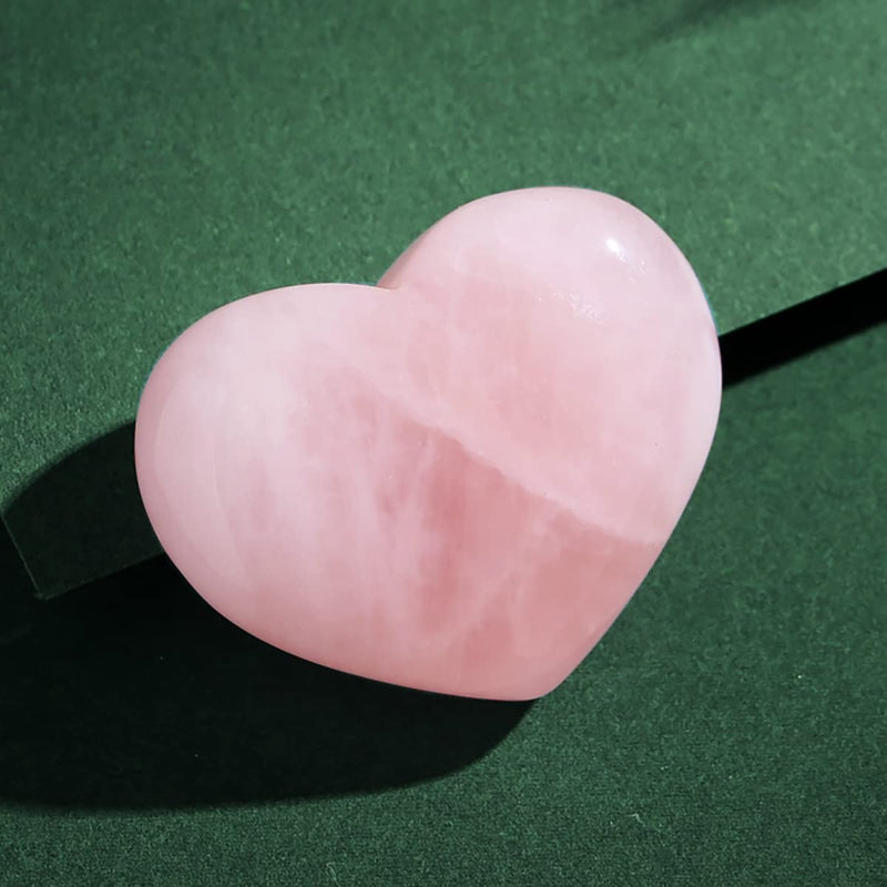 XIANNVXI 45mm 1.8" Rose Quartz Healing Crystals Heart Stones 100% Natural Crystals Gemstones Polished Love Puff Palm Stones Reiki Crystal Gifts Pink - Rose Quartz - NewNest Australia