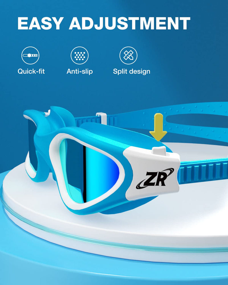 ZIONOR Kids Swim Goggles, Super Comfort Polarized Swimming Goggles for Kids 6-14 A1-kids-polarizedgold Lens Blue Frame - NewNest Australia