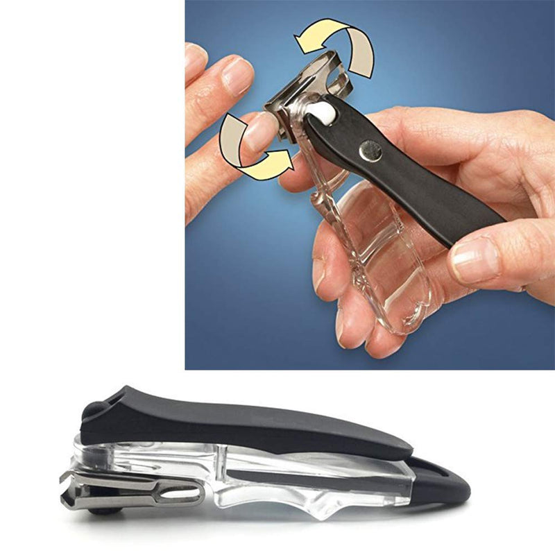 CAREOR 360 Degree Rotary Nail Clipper | Stainless Steel Sharp Blade Fingernail Toenail Clipper, Trimmer And Cutter Toe nail Clipper - Ergonomic Design To Easily Trim Finger And Toenails (Black) Black - NewNest Australia