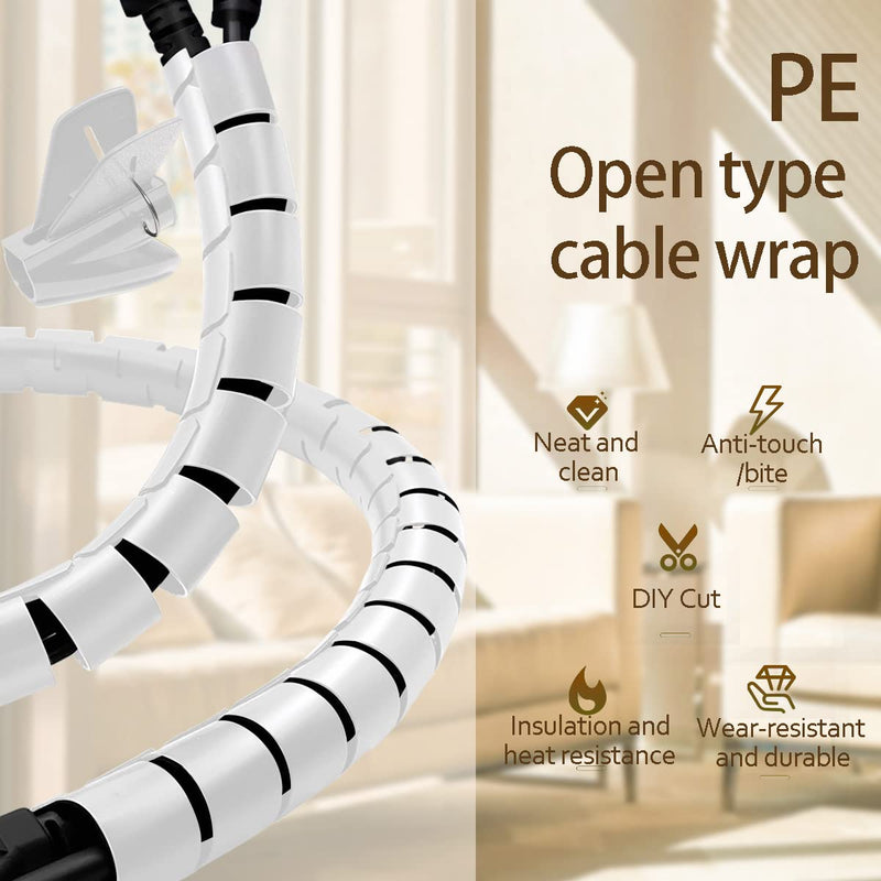 Fanoshon White Cable Management Sleeves 2 PCS Cord Protectors for USB Cable Power Audio Video Wire Cables - Protect Cats Dogs Pets from Chewing Cords 22MM WTH02 - NewNest Australia