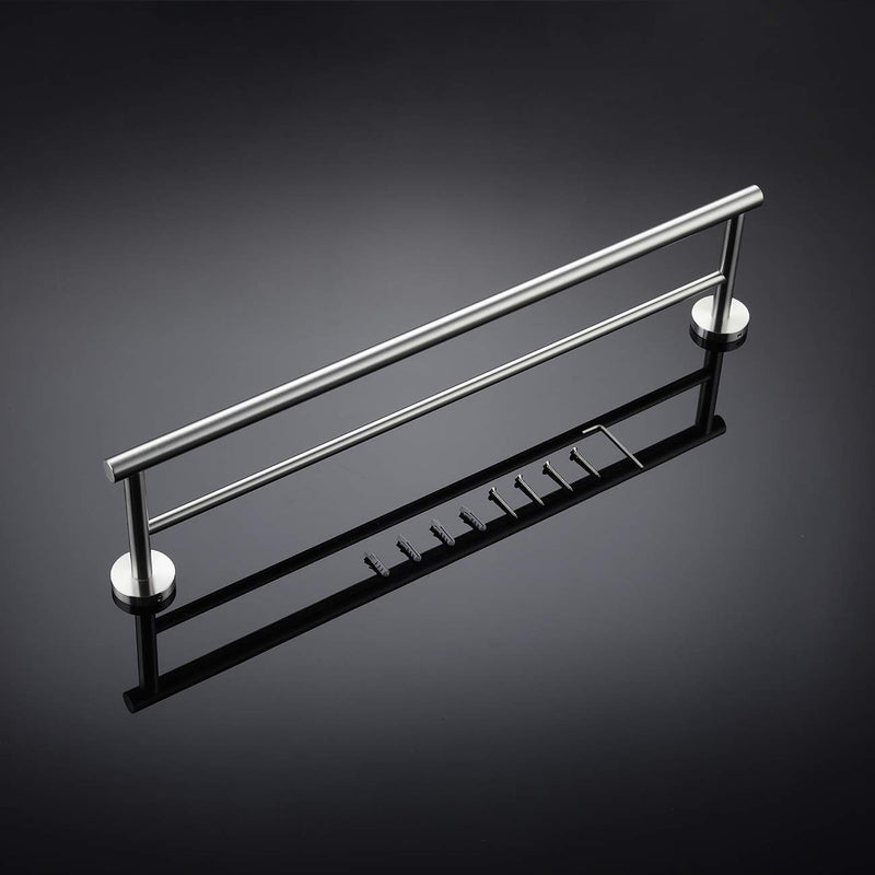 KLXHOME 24-Inch Bathroom Double Towel Bar Brushed Stainless Steel Bath Towel Rack Holder Wall Mount, A01N60B - NewNest Australia