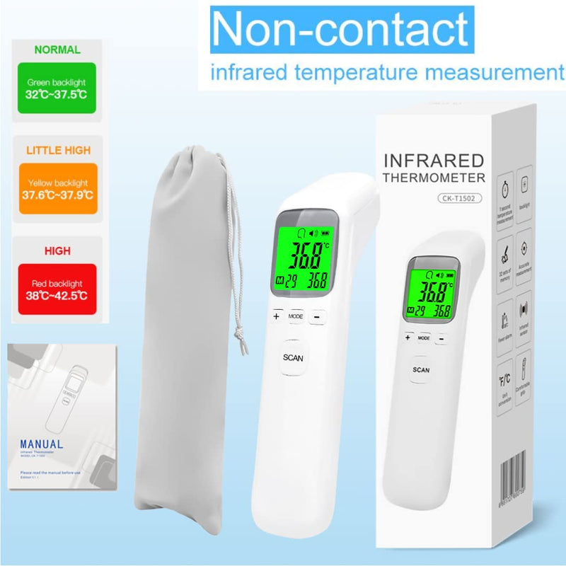Spinegear Forehead Thermometer for Home use UK CE Approved Medical Non Contact 3 in 1 Ear Body Temperature Food & Room Contactless Digital Infrared Thermometer for baby Adult Large LCD Display - NewNest Australia