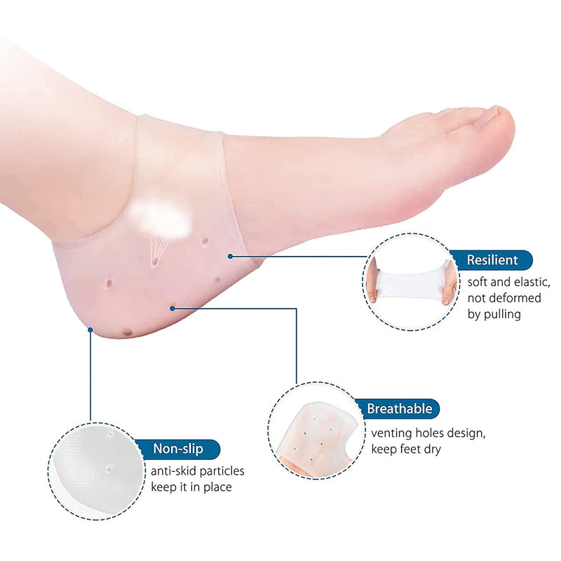 FRIUSATE Pack of 4 Silicone Heel Pads Heel Protection Gel Heel Gel Pads Gel Heel Protection for Heel Pain, Dry Cracked Heel (White) - NewNest Australia