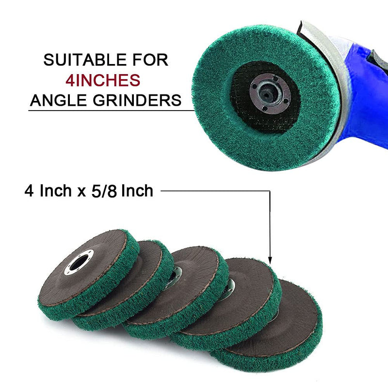 NUODUN 10Pcs 4" Nylon Fiber Flap Disc Polishing Wheel, 180 Grit Buffing Wheel for Angle Grinder, Abrasive Grinding Discs Scouring Pad, Complex Surface Treatment Green-180 grit - NewNest Australia