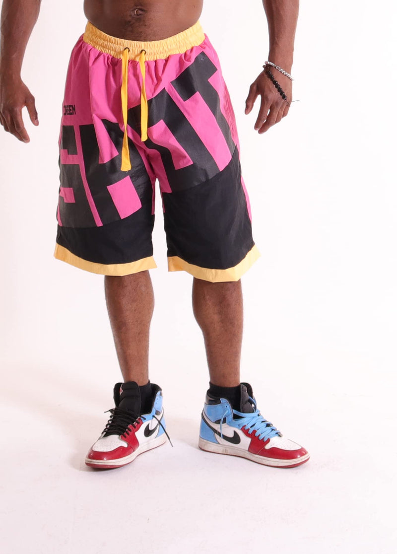 SCREENSHOT Men's Athletic Retro Throwback Basketball Gym Fitness Active Workout 12" Inseam Length Fashion Shorts Large Sp3102-pink - NewNest Australia