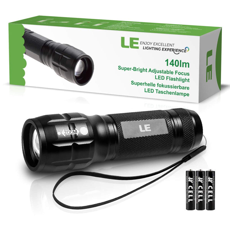 LE LED Tactical Flashlight High Lumens, Small and Extremely Bright Flash Light, Zoomable, Water Resistant, Adjustable Brightness for Camping, Running, Emergency, AAA Batteries Included 1 - NewNest Australia