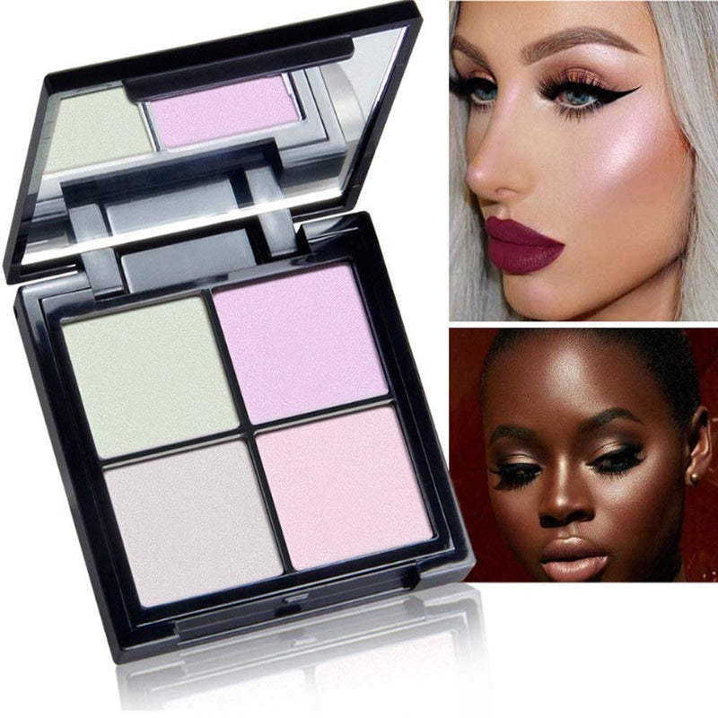 Highlighter 4 Colors Glow Kit Makeup Powder Face Illuminating Repair Highlighting Bronzer Palette - NewNest Australia