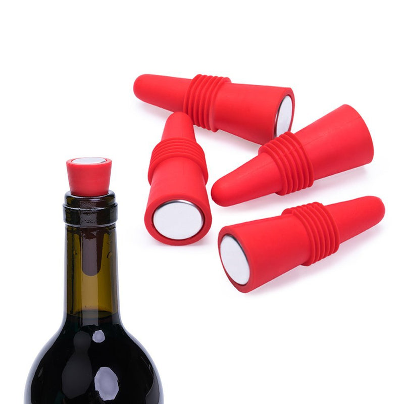 NewNest Australia - OHMAXHO Wine Stoppers (Set of 5), Silicone Wine Bottle stopper and Beverage Bottle Stoppers, Red 