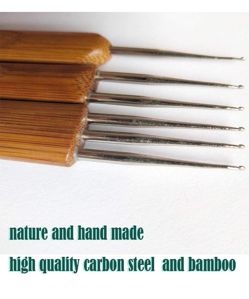 Dreadlocks Crochet Hooks Tool Set ,Crochet Needles for Hair Dreadlock Locks 0.75 mm Crochet Needle Steel with Bamboo Handle Good for Braid Craft (0.75 mm 1 Hook , 2 Hooks , 3 Hooks) - NewNest Australia