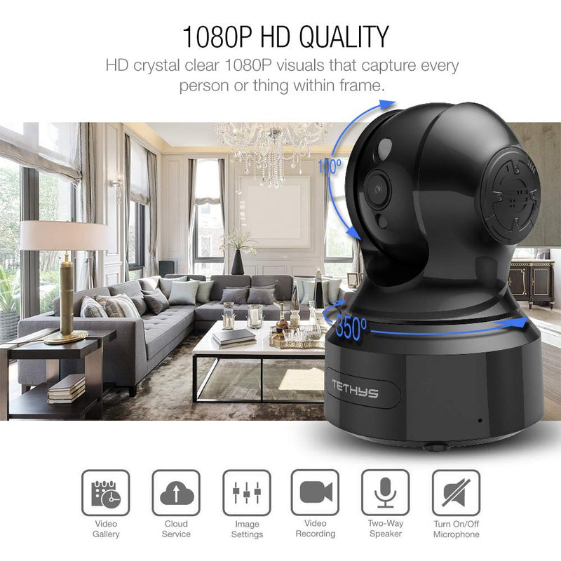 TETHYS Wireless Security Camera 1080P Indoor [Work with Alexa] Pan/Tilt WiFi Smart IP Camera Dome Surveillance System w/Night Vision,Motion Detection,2-Way Audio,Cloud for Home,Business, Baby Monitor - NewNest Australia