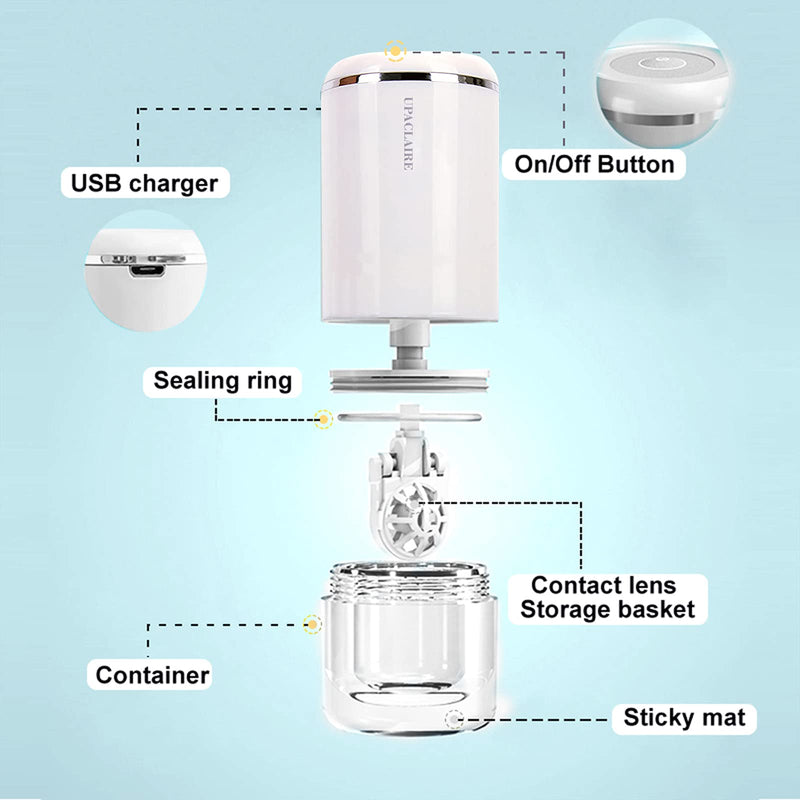 UpaClaire Ultrasonic Contact Lens Cleaner 2.0 (2nd Generation), Intelligent Cleaning Machine for Soft and Rigid Contact Lenses, White… White - NewNest Australia