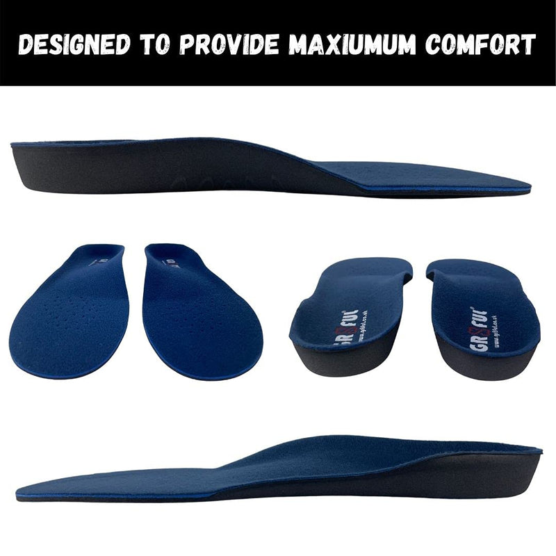 gr8ful® Orthotic Insoles for Plantar Fasciitis + Achilles Tendonitis | Men, Women, Running & Sports | Arch Support for Over Pronation & Flat Foot - Reduce Heel, Knee & Back Pain, 1 pair full length XS - NewNest Australia