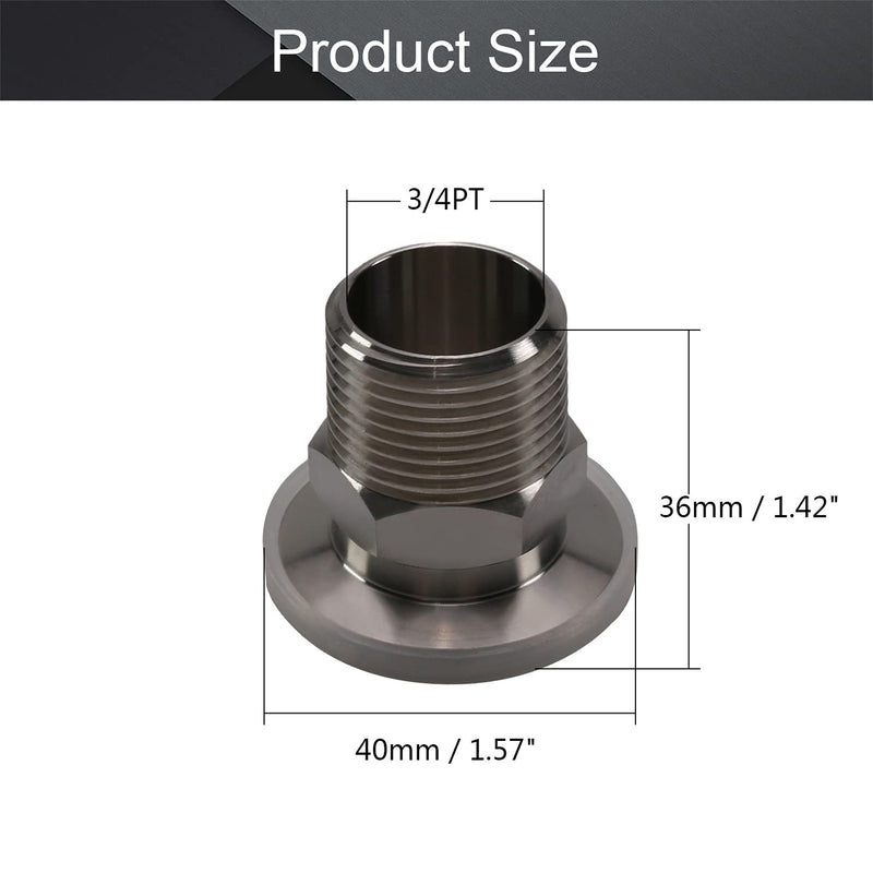 Othmro Sanitary Pipe Fitting 3/4" PT Male Threaded to 1.57" Ferrule Stainless Steel Clamp Fitting, Pack of 1 3/4x40mm - NewNest Australia