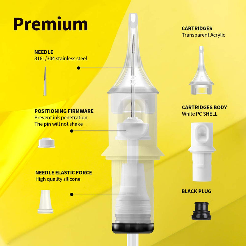 HAWINK Tattoo Cartridges Needles 40Pcs Mixed #10 Bugpin Round Liner 3RL 5RL 7RL 9RL 11RL Finger Ledge Cartridges EN05C-FG-40KIT-D 1003/5/7/9/11RL - NewNest Australia