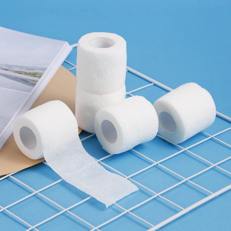 6 Rolls Cohesive Bandage, 2" x 5 Yards Self Adherent Wrap Medical Tape Breathable Elastic Adhesive Bandage Athletic Sports Tape for Finger Ankle Wrist (White) White - NewNest Australia