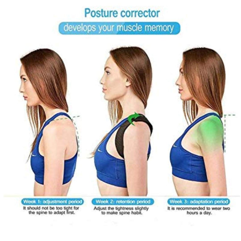 Posture Corrector for Men and Women, upper Back Brace, Clavicle Spine support, Adjustable Back Straightener and Providing Pain Relief from Neck, Back & Shoulder Fits Size M-L (20-48 In) - NewNest Australia
