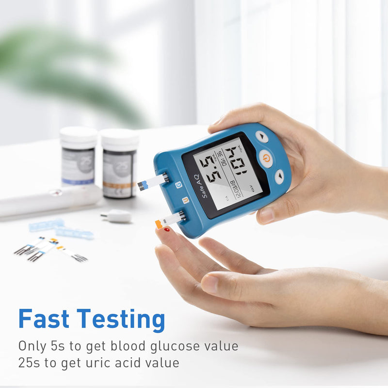 Uric Acid Meter, Blood Glucose Monitor, Uric Acid Self Measuring Kit, Sugar Meter With Test Strips, Blood Glucose, Uric Acid Test Strips, Lancets (Sinocare Safe Aq Ug) - NewNest Australia