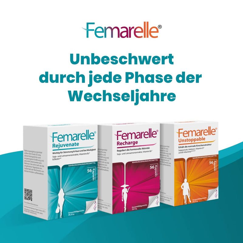 Femarelle Rejuvenate 56 Capsules - At the beginning of menopause with DT56a, vitamin B2, biotin and flaxseed extract - Help with mood swings, tiredness, exhaustion and maintenance of skin and hair before menopause - NewNest Australia
