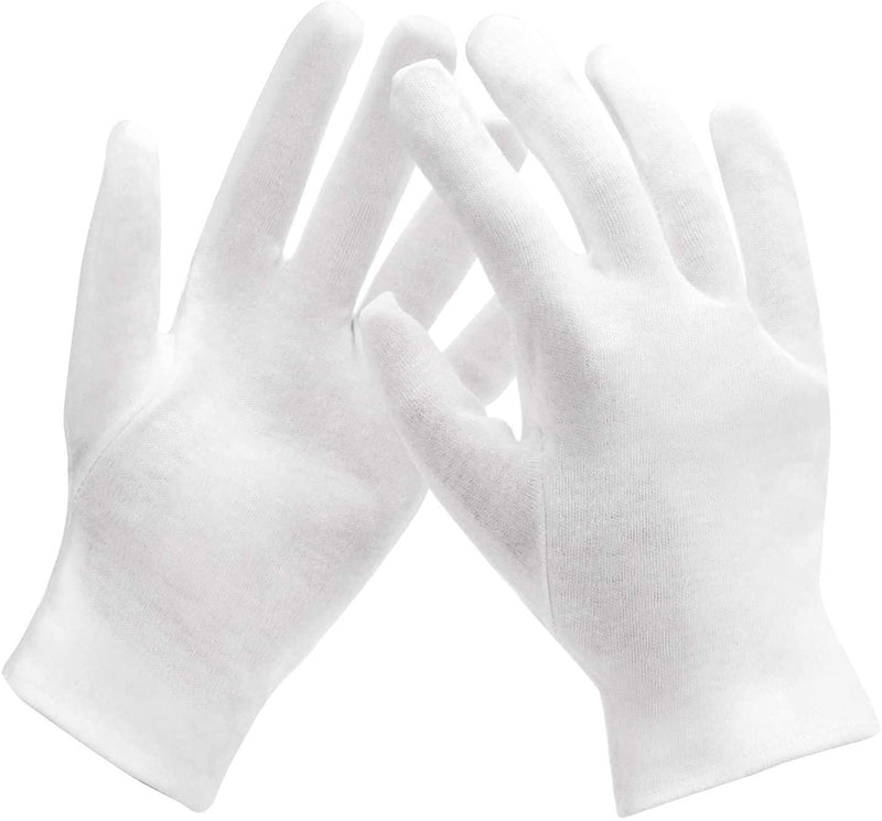 6 Pairs 100% Cotton Moisturizing Gloves Over Night Bedtime White Cotton | Cosmetic Inspection Premium Cloth Quality | Eczema Dry Sensitive Irritated Skin Spa Therapy Secure Wristband | One Size Gloves-6p - NewNest Australia