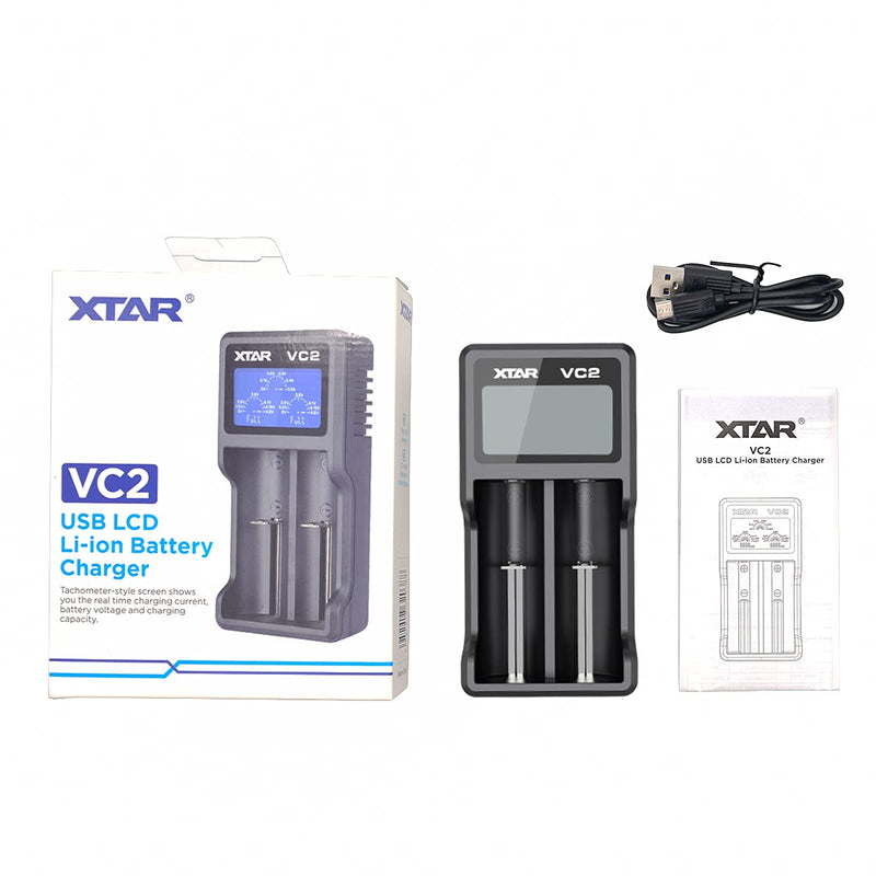 Rechargeable Battery Charger, XTAR VC2 2 Bays Battery Charger for 3.6V 3.7V Li-ion IMR INR ICR 10440 18650 26650 Rechargeable Battery - NewNest Australia