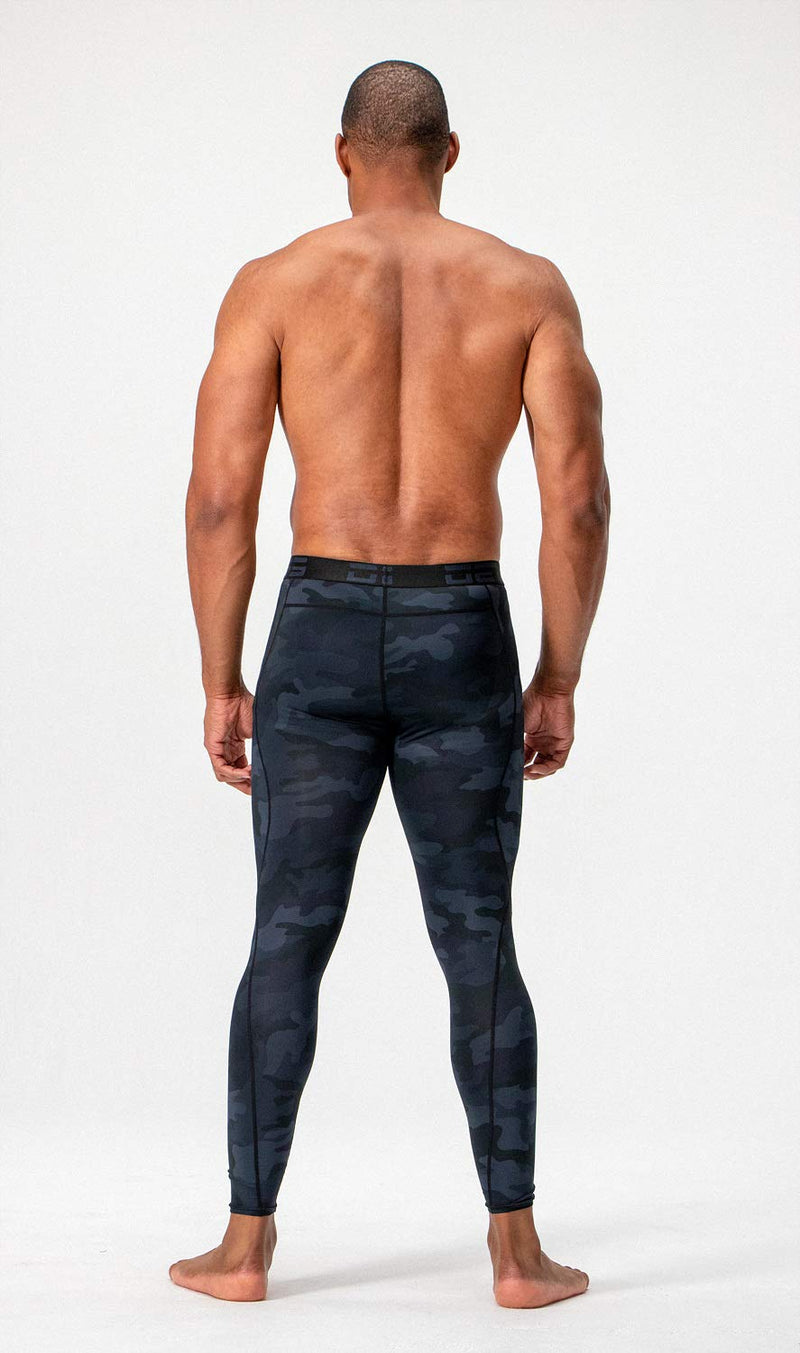 DEVOPS 2 Pack Men's Compression Pants Athletic Leggings with Pocket/Non-Pocket X-Large 1# (Basic) - Black / Camo Black - NewNest Australia