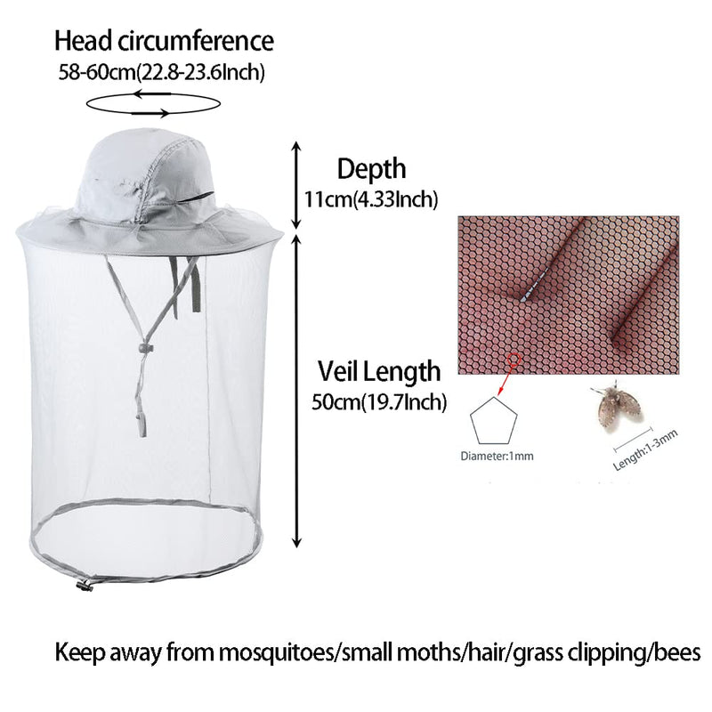 HunterBee Mosquito Net Hat Insect Hats with Net Beekeeper Beekeeping Veil Hat Safari Hiking Gardening Mesh Hood Light Gray - NewNest Australia
