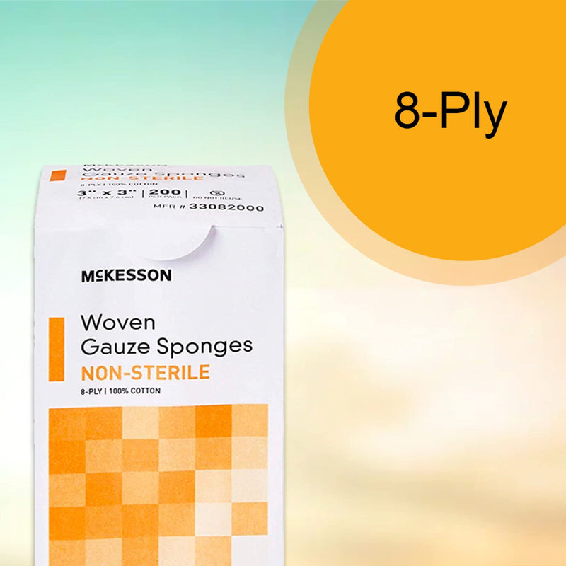 McKesson Woven Gauze Sponges, Non-Sterile, 8-Ply, 100% Cotton, 3 in x 3 in, 200 Per Pack, 1 Pack 3 X 3 Inch ( 200 Count ) - NewNest Australia