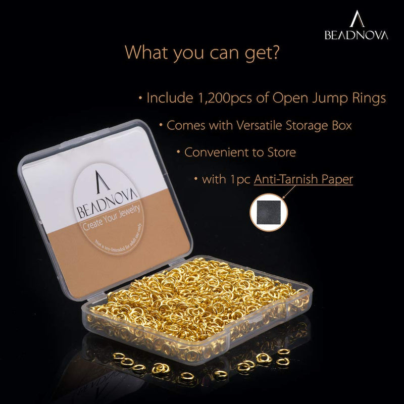 BEADNOVA 4mm Gold Jump Rings for Jewelry Making Open Jump Rings for Keychains and Necklace Repair (1200Pcs) 1200pcs - NewNest Australia