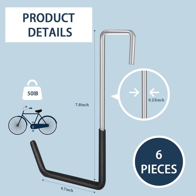 6 Pack Heavy Duty Rafter Hooks for Hanging Vinyl Coated Large S Hooks for Hanging Ladder Bike Hangers Garage Storage Organizer Black 6 - NewNest Australia
