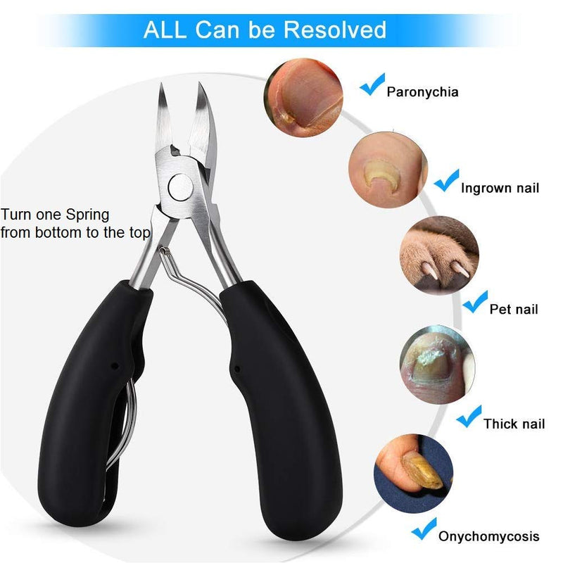 4PCS Toe Nail Clipper for Ingrown or Thick Toenails,Toenails Trimmer and Professional Podiatrist Toenail Nipper for Seniors with Surgical Stainless Steel Surper Sharp Blades Soft Grip Handle Black - NewNest Australia