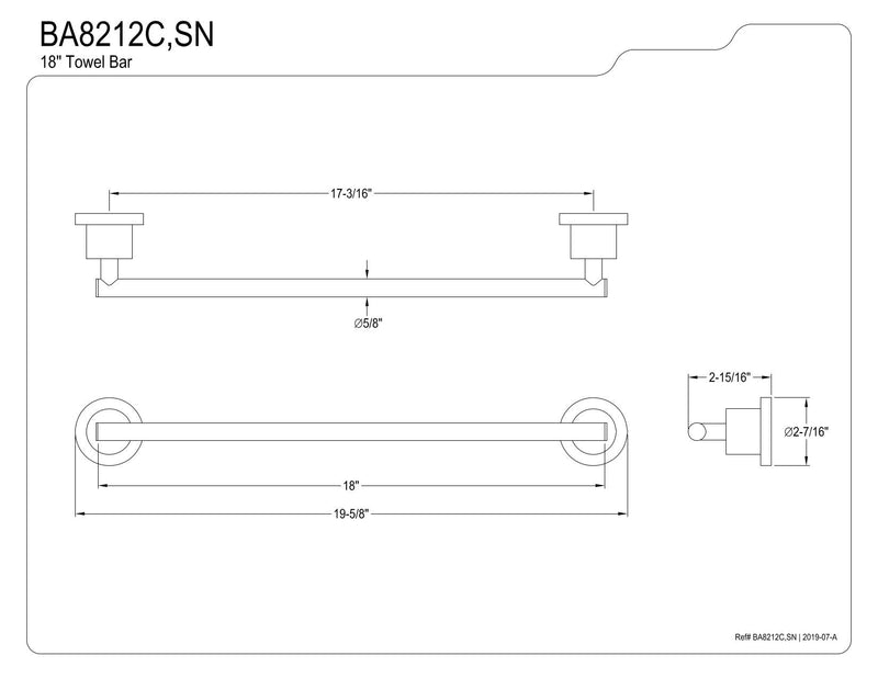 Kingston Brass BA8212C Concord 18-Inch Towel Bar, Polished Chrome - NewNest Australia