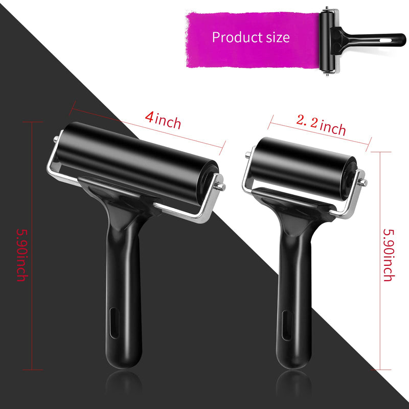 2Pcs Rubber Roller Brayer Rollers Hard Rubber 4 and 2.2 Inch for Printmaking (Black) by HRLORKC… 1pack 2.2inch+1pack 4inch - NewNest Australia