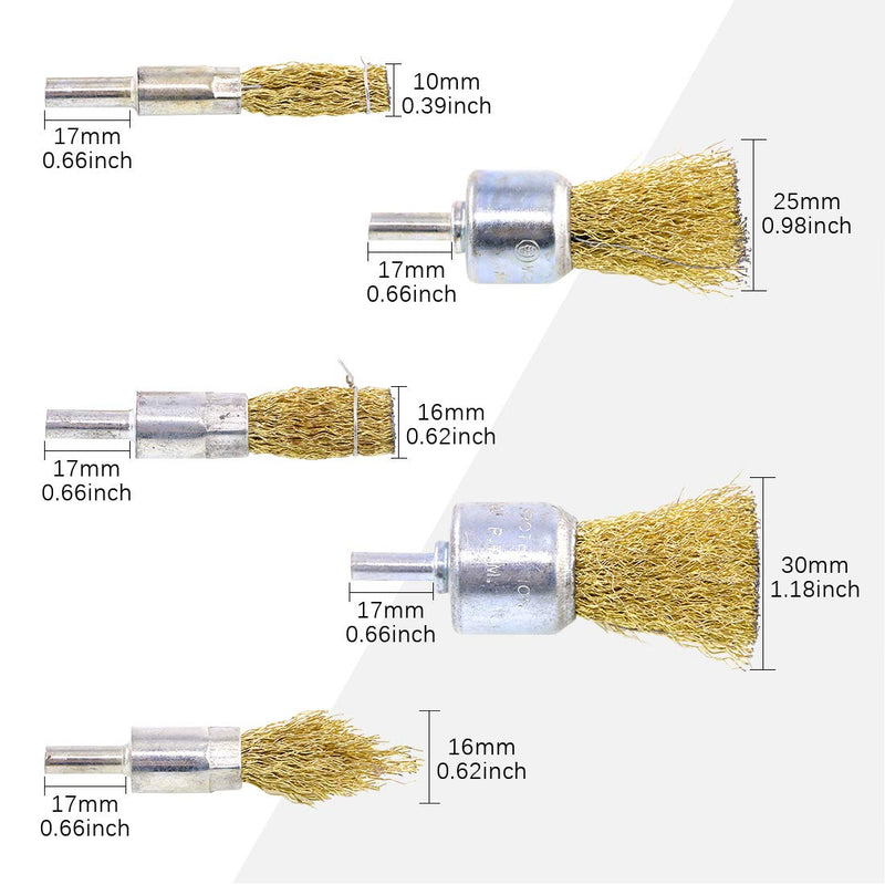 Rustark 9 Packs Wire Drill Brush Sets 9 Size Brass Coated Wire Wheel and Cup Brush Set with 1/4 Inch Round Shank for Rust Paint Corrosion Removal Polishing - NewNest Australia