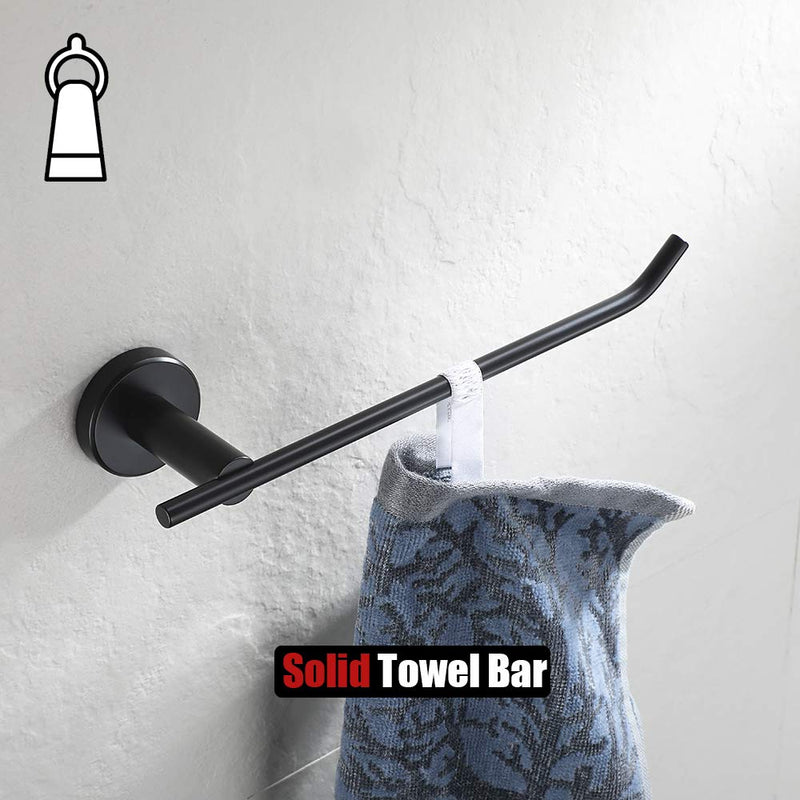 NewNest Australia - JQK Black Hand Towel Holder, Stainless Steel Towel Bar for Bathroom, 9 Inch Necklace Holder Matte Black Wall Mount, TR100-PB Right Hand 