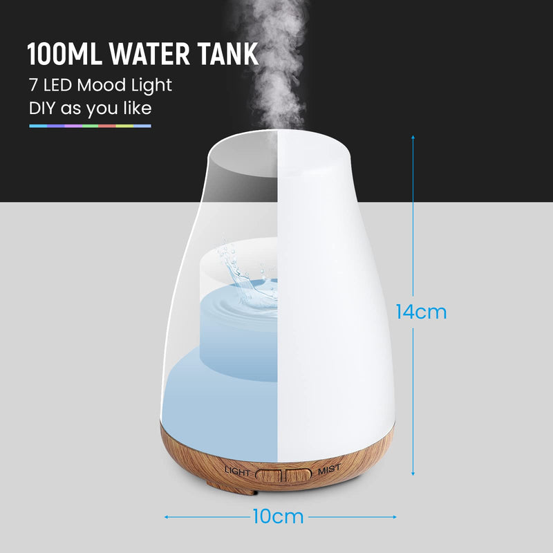 Aroma Diffuser 100ml Colorful Ultrasonic Humidifier Aroma Diffuser/Aromatherapy Essential Oil Diffuser Cool Mist Humidifier for Home, Yoga, Office, Spa, Bedroom, Baby Room - NewNest Australia