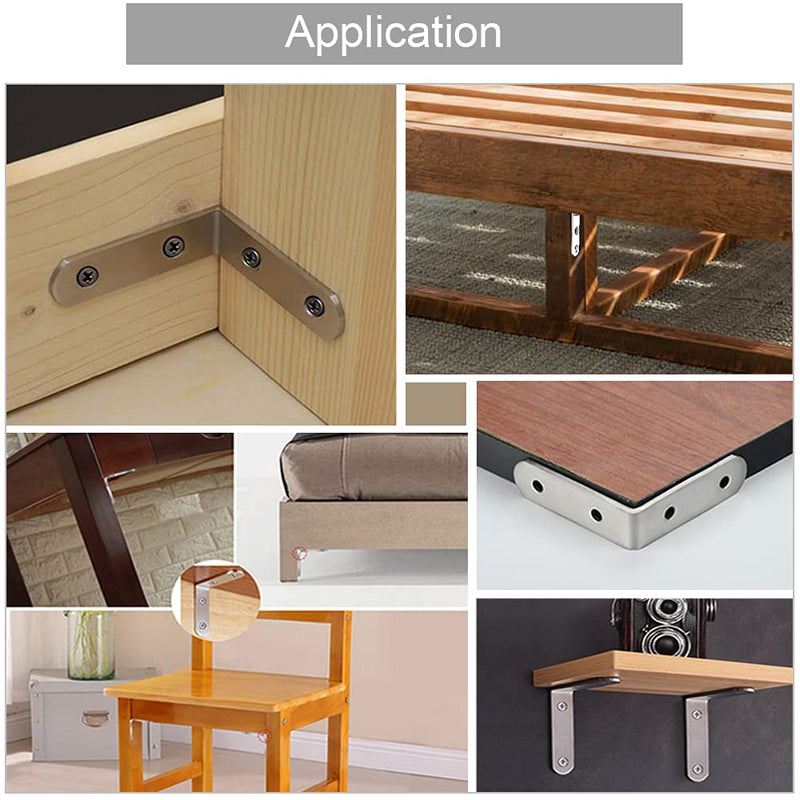 14 Pack L Bracket Corner Braces 2.5 Inch Stainless Steel Heavy Duty Shelf Bracket for Wood Shelves, Wall Hanging Support 90 Degree Joint Right Angle Brackets with Screws - NewNest Australia